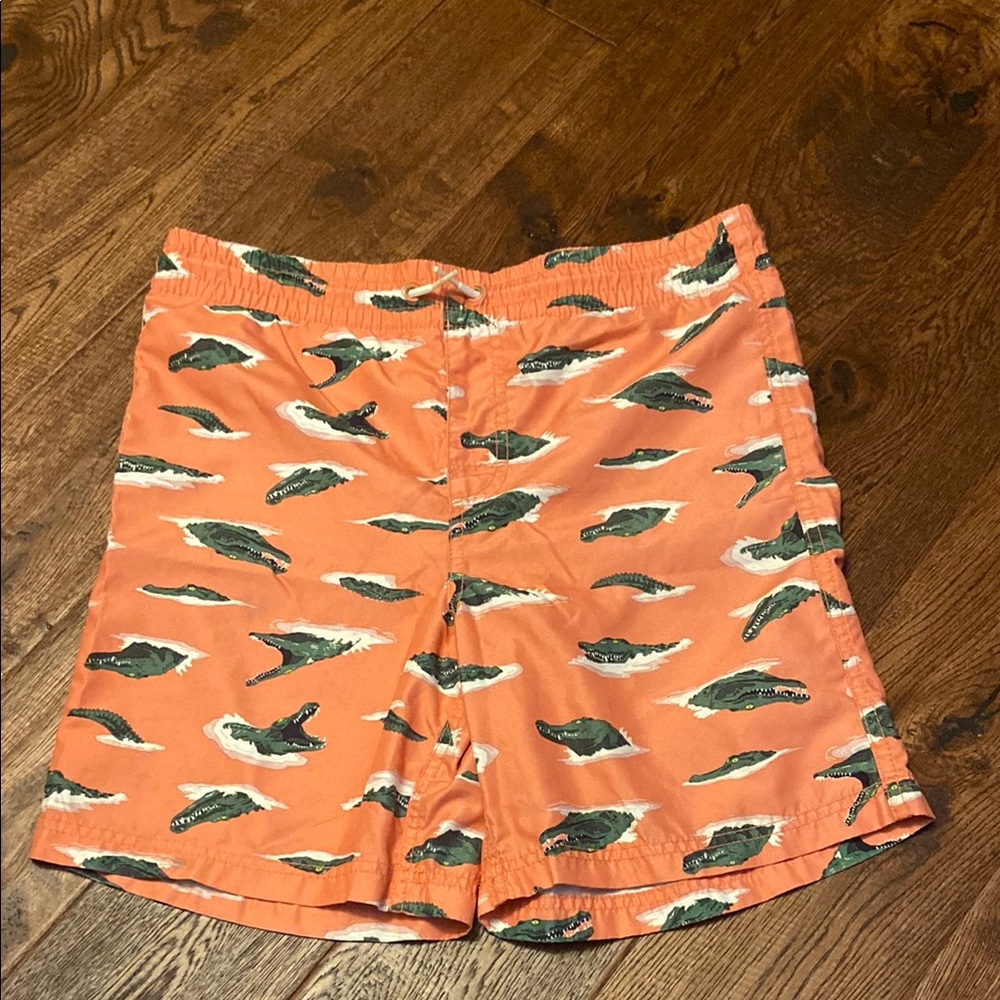 Old Navy Vibrant Orange Swim Trunks with Dynamic crocodile Design